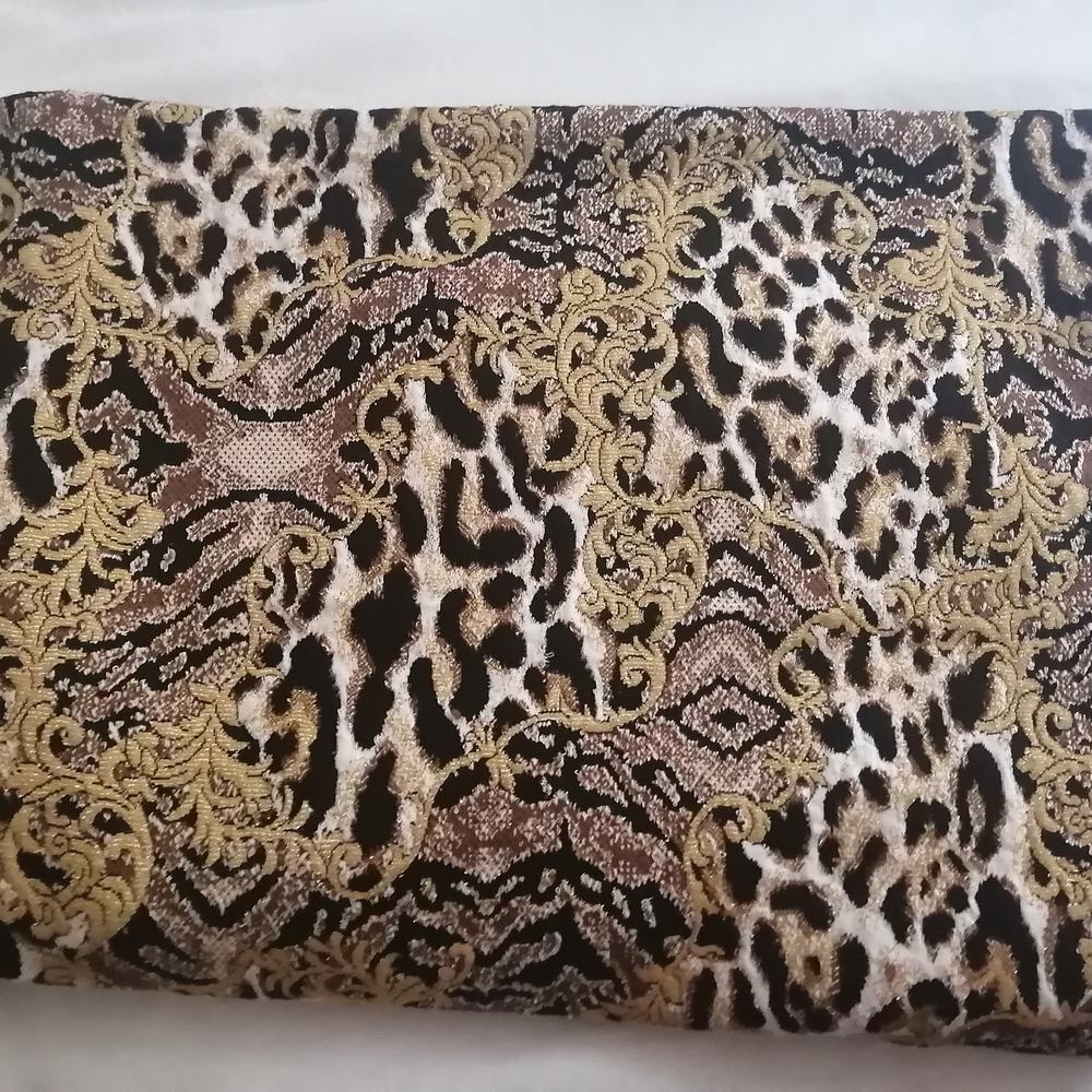Leopard Print Fabric with Gold Accents